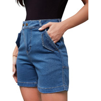 Miss Chase Women's Relaxed Fit Mid Rise Stretchable Denim Bermuda Shorts (Mcss23Den79-01-324-26, Colorado Blue, 26)