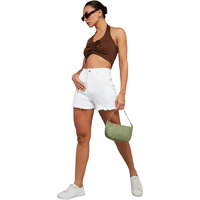 Miss Chase Women's Regular High Rise Regular Stretchable Denim (Plus Size) Shorts (Mcaw24Den79-28-82-34, White, 34)