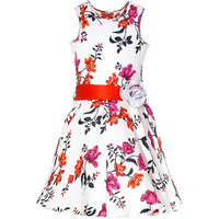 Naughty Ninos Girl's Rayon Pleated Knee Length Dress (Nn00437Drs_White_3-4 Years)