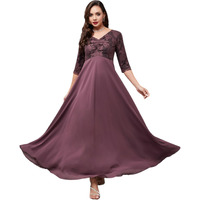 Miss Chase Women's V-Neck Maxi Dress (Mcss22D13-62-271-03, Mauve, S)