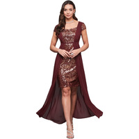 Miss Chase Women's Embellished Fit & Flare Maxi Dress (Mcaw21D13-23-184-06, Wine, Xl)