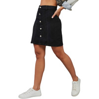Miss Chase Women's Black A-Line Mini Denim Skirt(Mcss20Den11-04-62-30,Black,30)