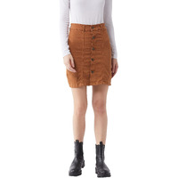 Miss Chase Women's Rust Cotton Slim Fit Relaxed High Rise Mini Denim Skirt (Mcss21Den99-36-606-34,Rust,34)