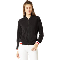 Miss Chase Women's Black Cotton Bomber Jacket(Mcaw18Jkt02-56-62-03_Black_Small)
