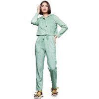 Miss Chase Women's Sage Green Hooded Full-Sleeve Solid Croped Hooded Regular Length Polyester Co-Ord Set (Mcss22C01-05-280-06, Sage Green, Xl)