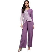Miss Chase Women's V-Neck Full Sleeve Embellished Asymmetric Regular Length Polyester Jumpsuit With Pockets (Mcss23D98-51-196-03, Lavender, S)