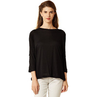 Miss Chase Women Plain Loose Fit Top (Mcss16Tp06-70-62 Black M