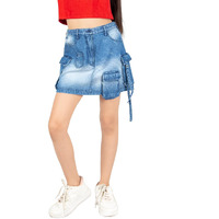Naughty Ninos Girls Blue Cotton Denim Mini Aline Skirt (Nn00001Skt_3-4 Years)