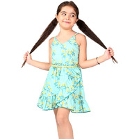 Naughty Ninos Baby-Girl's Polyester Fit And Flare Knee-Length Casual Dress (Nn00854Drs_Green_3-4 Years)