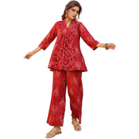 Nainvish Women's Rayon Blend Classic Above The Knee Co-Ord Set (Sd871_Kb-M_Red