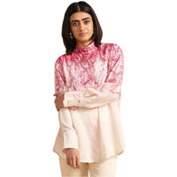 Nainvish Women's Cotton Blend Straight Mandarin Neck Shirt (Sd661_S-L_Pink)