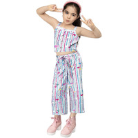 Naughty Ninos Girls Striped Printed Top With Palazzos (Nn00940Drs_5-6 Years)