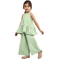 Naughty Ninos Girls Mint Green Cotton Top With Palazzos (Nn01072Drs_6-7 Years)