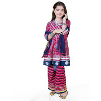 Naughty Ninos Girls Ethnic Angrakha Kurta With Pyjama & Dupatta (14-15 Years_Fuschia)