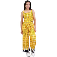 Naughty Ninos Girls Yellow Checkred Top With Palazzos(Nn00667Drs_Yellow_13-14 Years)