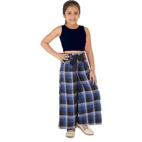 Naughty Ninos Girls Navy Blue & Black Checked Clothing Set(Nn00656Drs_Navy Blue_7-8 Years)