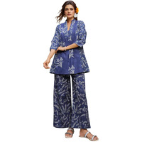 Nainvish Women's Rayon Blend Classic Above The Knee Co-Ord Set (Sd870_Kb-S_Blue