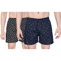 Nermosa Men's Cotton Printed Soft Regular Boxer Shorts | Pack Of 2 (In, Alpha, Xl, Regular, Multicolor1)