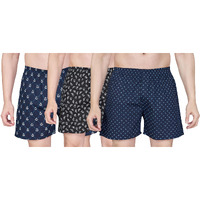 Nermosa Pure Cotton Comfortable & Breathable Printed Regular Shorts/Boxer For Men, Pack Of 3 (In, Alpha, M, Regular, Multicolor4)