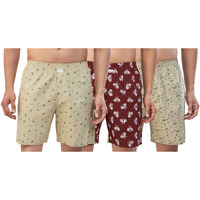 Nermosa Men's 100% Cotton Boxer Shorts  Soft, Breathable, All-Day Comfort (Pack Of 3) (In, Alpha, M, Regular, Multicolor11)