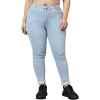 Nifty Women's Denim Stretchable High Waist Plus Size Jeans (Nftypls_1393_Ice_38_Sky Blue_38)