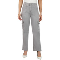 Nifty Women's Denim Relaxed Fit Grey Cargo Jeans (1466_Gry_30_Grey_30)
