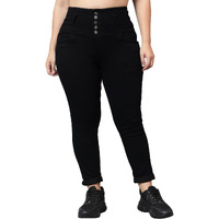Nifty Women's Denim Stretchable High Waist Plus Size Jeans (Nftypls_1265_Blk_36_Black_36)