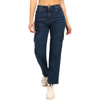 Nifty Women's Denim Boyfriend Fit Cargo Jeans (Jean_1450_Blu_34_Blue_34)
