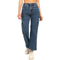 Nifty Women's Denim Boyfriend Fit Cargo Jeans (Jean_1450_Ice_34_Light_Blue_34)