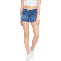 Nifty Women's Denim Slim Fit Shorts (1425, Bata:Blue, 34)