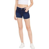Nifty Women's Denim Slim Fit Shorts (1418, Basic:Blue, 28)