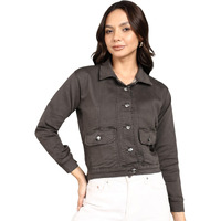 Nifty Women's Denim Front Pocket Jacket (1473_Jckt_Dgrey_L_Dark_Grey_L)