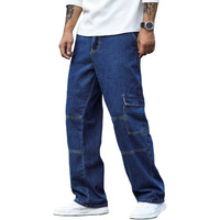 Nobel Monk Men Jeans |Men Jeans Pants |Mens Cargo Jeans | Men Loose Straight Jeans Navy Blue