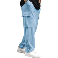 Noble Monk Men Cargo Pant|| Regular Fit Mid Rise Cargo Pants || Super Stylish Cargo Pants || Track Pant For Men Sky Blue, Small