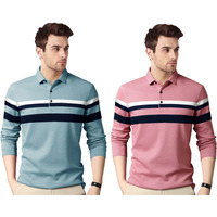 Noble Monk Men's (Combo Pack Of 2) -Regular Fit Polo T Shirt|Full Sleeves |Collar Tshirts | Casual T-Shirt For Men