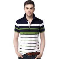 Eyebogler Men's Striped Regular Fit T-Shirt (T285Hs_White M)