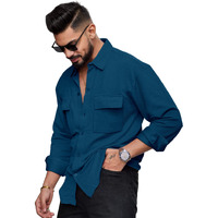 Noble Monk Men's Solid Casual Shirt |Full Sleeve | Regular Fit |Stylish Shirt For Men Teal Blue