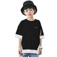 Eyebogler Boy's Trendy Round Neck Half Sleeves Loose Fit Solid T-Shirt Black White