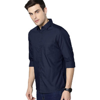 Eyebogler Men's Casual Solid Shirt Navy Blue