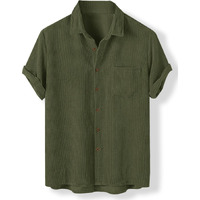 Nobel Monk Men's Solid Casual Shirt |Half Sleeve | Regular Fit |Stylish Shirt For Men Military Green