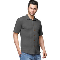 Nobel Monk Men's Solid Casual Shirt |Half Sleeve | Regular Fit |Stylish Shirt For Men Charcoal Grey