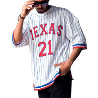 Noble Monk Men's Striped Regular Fit T-Shirt (T601_Nm_White Black