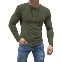 Noble Monk Men's Relax Fit Cottonblend Full Sleeve Solid T-Shirt For Men |Round Neck Full Sleeve T Shirts For Men Military Green