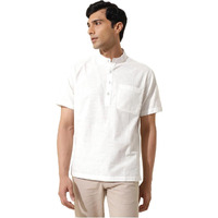 Fabindia Men's Solid Relaxed Fit Shirt (2123224White_White
