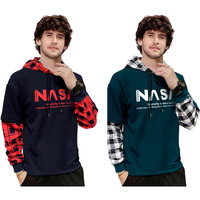 Noble Monk Men Stylish Printed T-Shirt (Pack Of 2) | Full Sleeve | Hooded Neck | Combo Hoodies For Men
