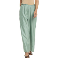 Fabindia Women Tussar Ijar Pant Viscose_S Green