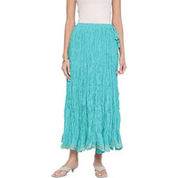 Fabindia Aqua Cotton Mull Drawstring Long Skirt