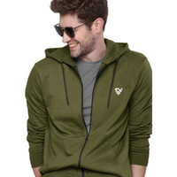 Noble Monk Men's Cotton Fleece Regular Fit Hooded Neck Sweatshirt (Sw44_Olive Green_44_Large)