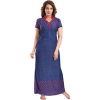 Fabme Women's Satin Floor Length Casual Nightgown (Nw0257_Dark Pink-257_L)