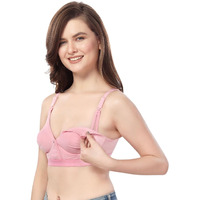 Fabme Women's Cotton Non-Padded Wire Free Maternity Bra Pink